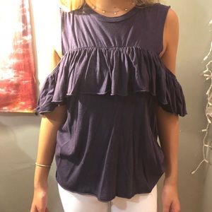 Purple cold shoulder top
